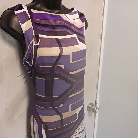 Antonio Melani Purple Silk Geo Dress - Picture 9 of 14